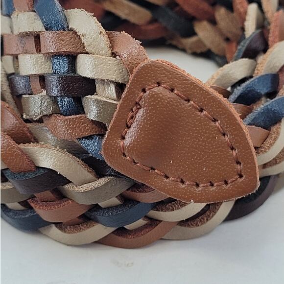 Vintage Braided Belt Brown Tan Brass Buckle Boho Cottagecore Plus Size main image 5